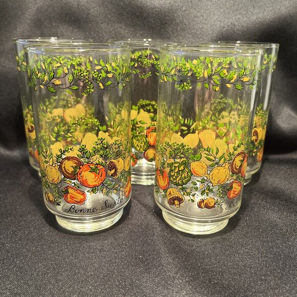 Libbey Other - Set of 5 VTG Drinking Glass Bonne Sante / Spice of Life Libbey France Great Con.